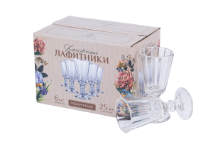 Подарочный набор рюмок-лафитников "ЛАФИТЕК" 25 мл "Подарочные светлые", 6 шт