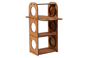 Подставка деревянная под 3 бутылки и 4 бокала Доляна, 35×23×48 см.