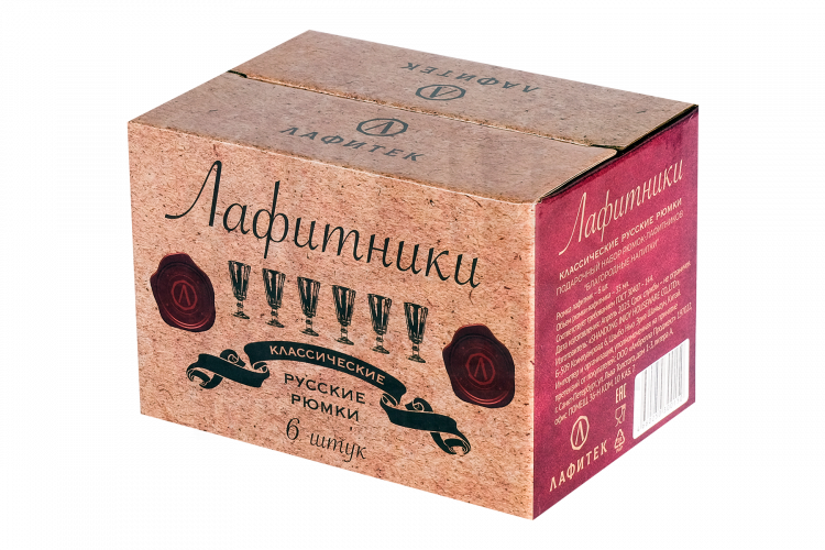 Подарочный набор из 6 рюмок-лафитников "ЛАФИТЕК" 35 мл "Благородные напитки"