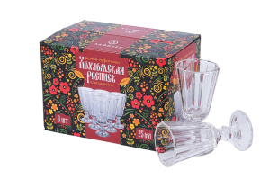 Подарочный набор рюмок-лафитников "ЛАФИТЕК" 25 мл "Хохлома", 6 шт